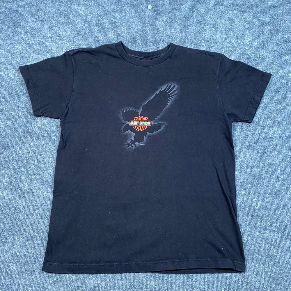 Vintage 2003 Harley Davidson Eagle T-Shirt Mens Large Black Desoto County MS USA